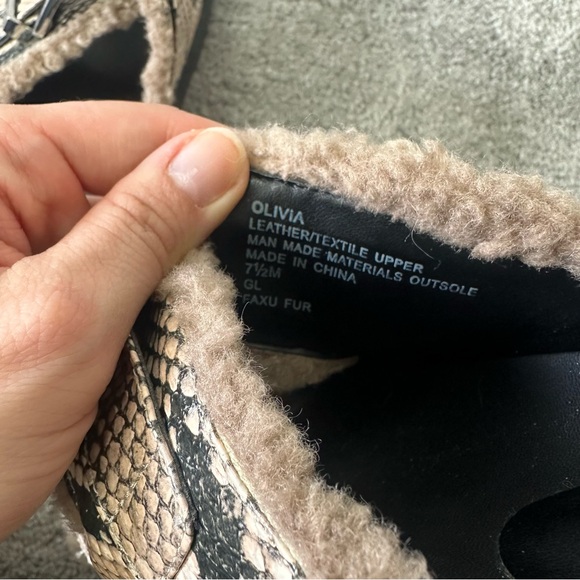 Aerosoles Olivia Faux Shearling Snake Buckle Slide Sandals